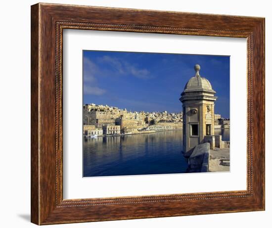 View of Harbor and Fortress Turret, Valletta, Malta-Robin Hill-Framed Photographic Print