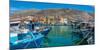 View of harbour boats in Kalimnos with hills in the background, Kalimnos, Dodecanese Islands-Frank Fell-Mounted Photographic Print