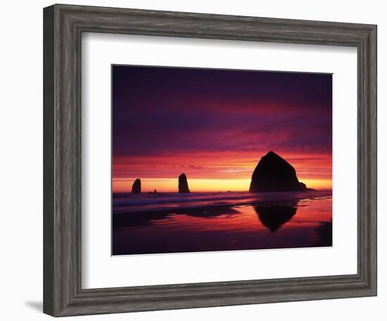 View of Haystack Rock on Cannon Beach at Sunset, Oregon, USA-Stuart Westmorland-Framed Photographic Print