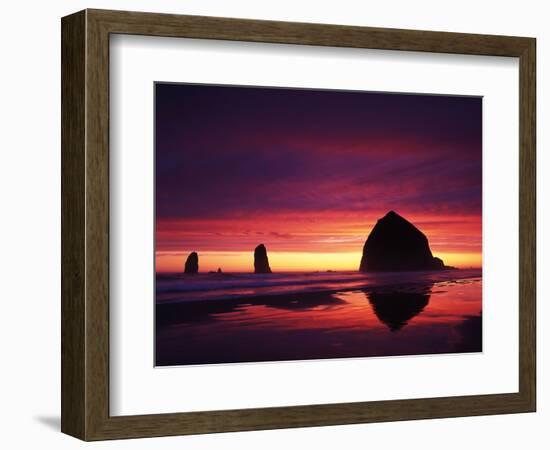 View of Haystack Rock on Cannon Beach at Sunset, Oregon, USA-Stuart Westmorland-Framed Photographic Print