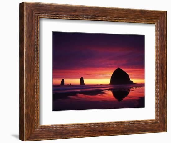 View of Haystack Rock on Cannon Beach at Sunset, Oregon, USA-Stuart Westmorland-Framed Photographic Print