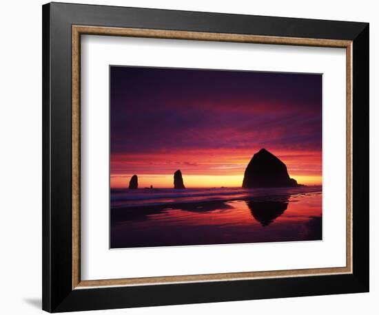 View of Haystack Rock on Cannon Beach at Sunset, Oregon, USA-Stuart Westmorland-Framed Photographic Print