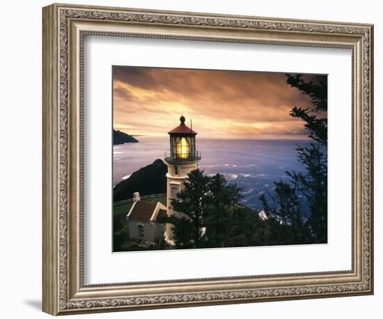 View of Heceta Head Lighthouse at Sunset, Oregon, USA-Stuart Westmorland-Framed Photographic Print