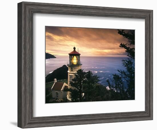 View of Heceta Head Lighthouse at Sunset, Oregon, USA-Stuart Westmorland-Framed Photographic Print