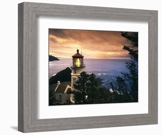 View of Heceta Head Lighthouse at Sunset, Oregon, USA-Stuart Westmorland-Framed Photographic Print