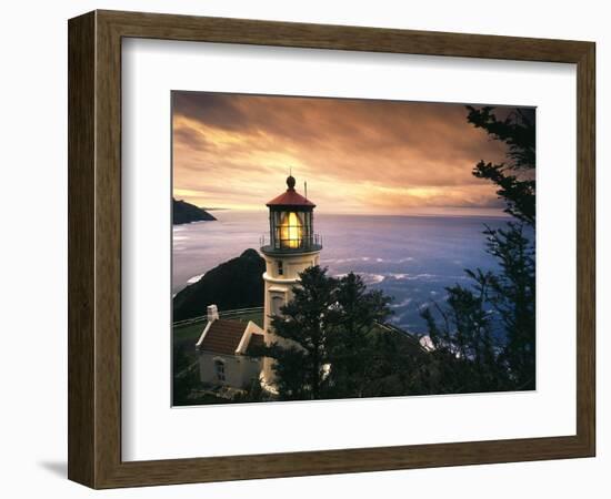 View of Heceta Head Lighthouse at Sunset, Oregon, USA-Stuart Westmorland-Framed Photographic Print