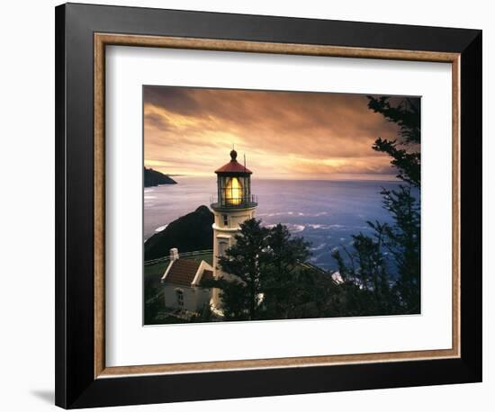 View of Heceta Head Lighthouse at Sunset, Oregon, USA-Stuart Westmorland-Framed Photographic Print