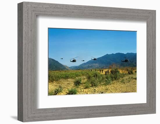 View of Helicopters Landing-null-Framed Photographic Print