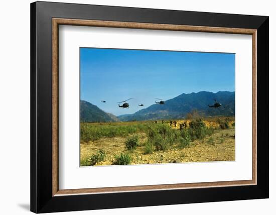 View of Helicopters Landing-null-Framed Photographic Print