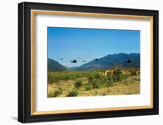 View of Helicopters Landing-null-Framed Photographic Print