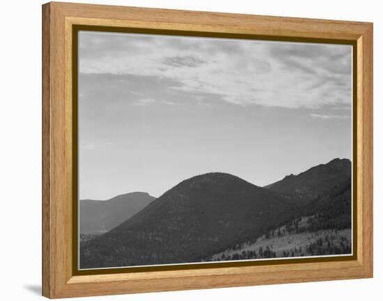 View Of Hill With Trees Clouded Sky "In Rocky Mountain National Park" Colorado 1933-1942-Ansel Adams-Framed Stretched Canvas