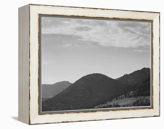 View Of Hill With Trees Clouded Sky "In Rocky Mountain National Park" Colorado 1933-1942-Ansel Adams-Framed Stretched Canvas