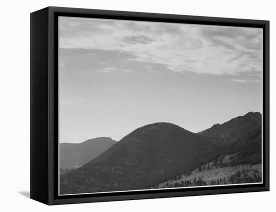 View Of Hill With Trees Clouded Sky "In Rocky Mountain National Park" Colorado 1933-1942-Ansel Adams-Framed Stretched Canvas