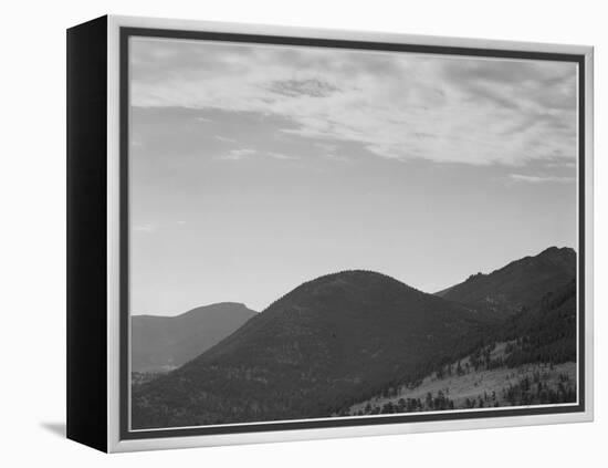 View Of Hill With Trees Clouded Sky "In Rocky Mountain National Park" Colorado 1933-1942-Ansel Adams-Framed Stretched Canvas