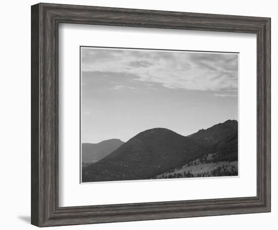 View Of Hill With Trees Clouded Sky "In Rocky Mountain National Park" Colorado 1933-1942-Ansel Adams-Framed Art Print