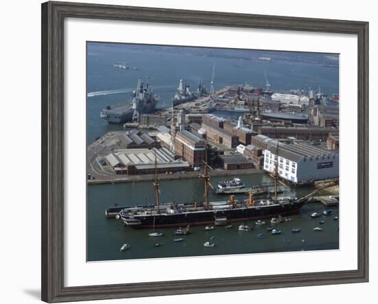 View of Historic Docks from Spinnaker Tower, Portsmouth, Hampshire, England, United Kingdom, Europe-Ethel Davies-Framed Photographic Print