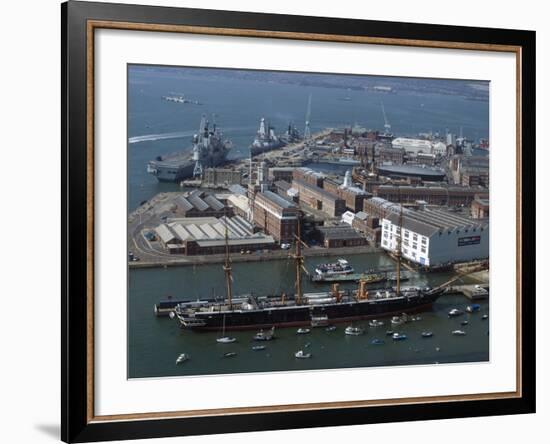 View of Historic Docks from Spinnaker Tower, Portsmouth, Hampshire, England, United Kingdom, Europe-Ethel Davies-Framed Photographic Print