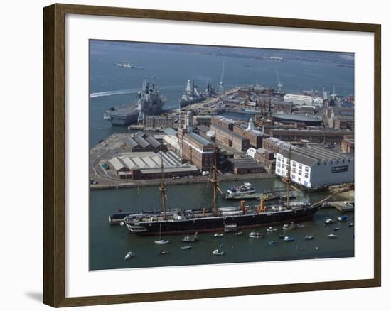 View of Historic Docks from Spinnaker Tower, Portsmouth, Hampshire, England, United Kingdom, Europe-Ethel Davies-Framed Photographic Print