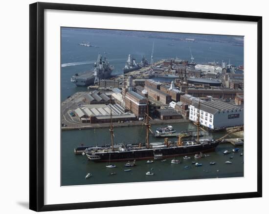 View of Historic Docks from Spinnaker Tower, Portsmouth, Hampshire, England, United Kingdom, Europe-Ethel Davies-Framed Photographic Print