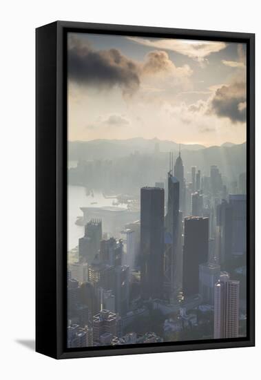 View of Hong Kong Island Skyline at Dawn, Hong Kong, China, Asia-Ian Trower-Framed Premier Image Canvas