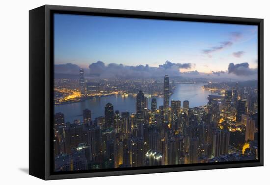 View of Hong Kong Island Skyline at Dawn, Hong Kong, China, Asia-Ian Trower-Framed Premier Image Canvas