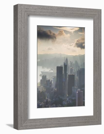 View of Hong Kong Island Skyline at Dawn, Hong Kong, China, Asia-Ian Trower-Framed Photographic Print