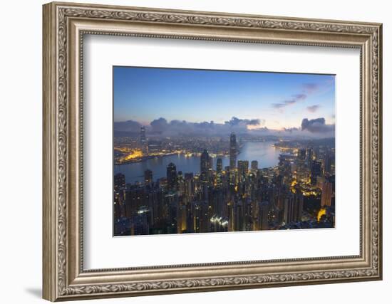 View of Hong Kong Island Skyline at Dawn, Hong Kong, China, Asia-Ian Trower-Framed Photographic Print