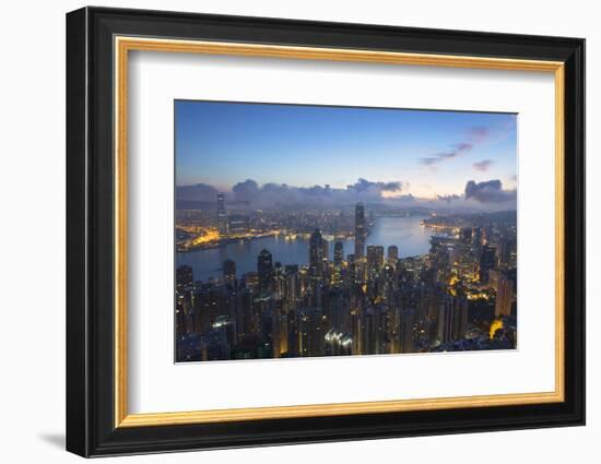 View of Hong Kong Island Skyline at Dawn, Hong Kong, China, Asia-Ian Trower-Framed Photographic Print