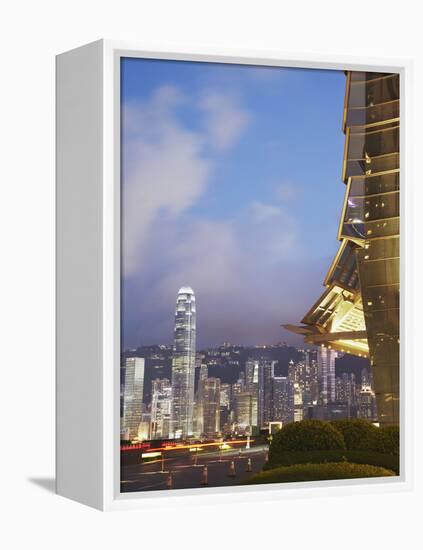View of Hong Kong Island Skyline from Icc, Hong Kong, China-Ian Trower-Framed Premier Image Canvas