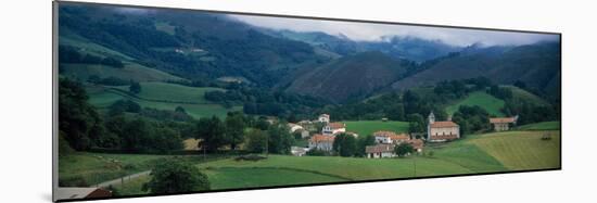 View of houses in a field, Esnazu, Basque Country, Pyrenees-Atlantiques, France-null-Mounted Photographic Print