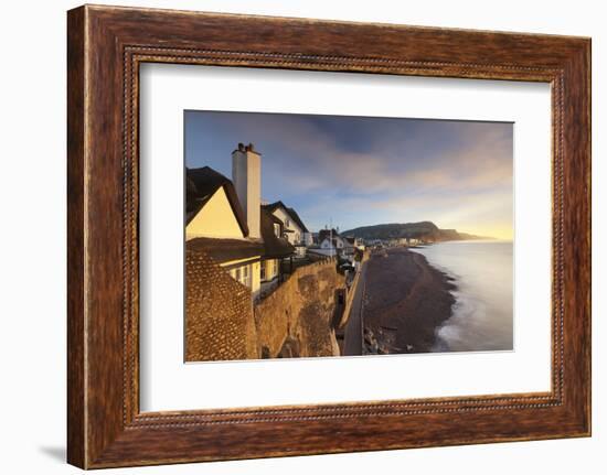 View of Houses Overlooking Sidmouth Seafront, Sidmouth, Devon, England. Winter-Adam Burton-Framed Photographic Print