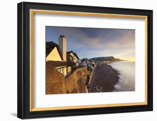 View of Houses Overlooking Sidmouth Seafront, Sidmouth, Devon, England. Winter-Adam Burton-Framed Photographic Print