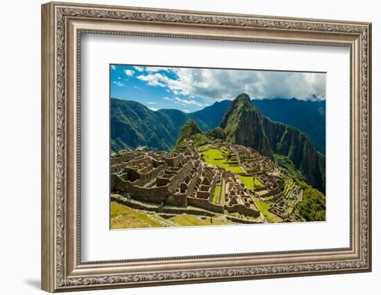 View of Huayna Picchu and Machu Picchu Ruins, UNESCO World Heritage Site, Peru, South America-Laura Grier-Framed Photographic Print