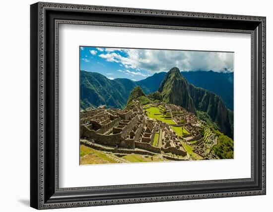 View of Huayna Picchu and Machu Picchu Ruins, UNESCO World Heritage Site, Peru, South America-Laura Grier-Framed Photographic Print