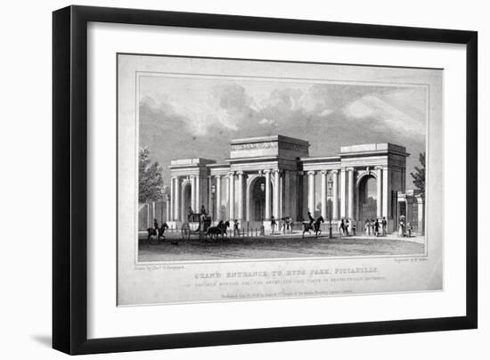 View of Hyde Park Corner, London, 1828-W Wallis-Framed Giclee Print