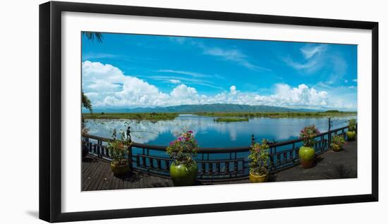 View of Inle Lake from deck of Inle Princess Resort, Shan State, Myanmar-null-Framed Photographic Print