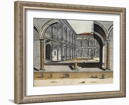 View of Inner Courtyard of Old University in Bologna, Joan Blaeu, Italy, 17th Century-null-Framed Giclee Print