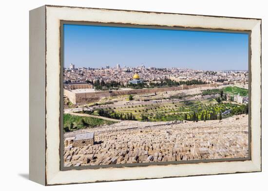 View of Jerusalem and the Dome of the Rock from the Mount of Olives, Jerusalem, Israel, Middle East-Alexandre Rotenberg-Framed Premier Image Canvas