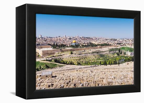 View of Jerusalem and the Dome of the Rock from the Mount of Olives, Jerusalem, Israel, Middle East-Alexandre Rotenberg-Framed Premier Image Canvas