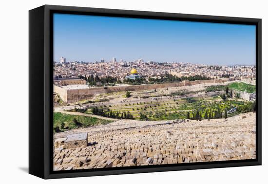 View of Jerusalem and the Dome of the Rock from the Mount of Olives, Jerusalem, Israel, Middle East-Alexandre Rotenberg-Framed Premier Image Canvas