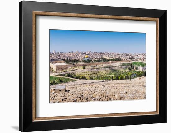 View of Jerusalem and the Dome of the Rock from the Mount of Olives, Jerusalem, Israel, Middle East-Alexandre Rotenberg-Framed Photographic Print