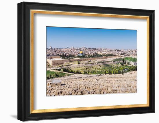 View of Jerusalem and the Dome of the Rock from the Mount of Olives, Jerusalem, Israel, Middle East-Alexandre Rotenberg-Framed Photographic Print