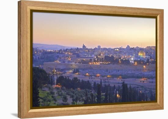 View of Jerusalem from the Mount of Olives, Jerusalem, Israel, Middle East-Neil Farrin-Framed Premier Image Canvas