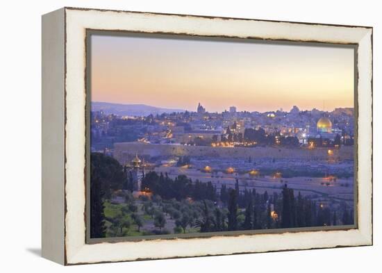 View of Jerusalem from the Mount of Olives, Jerusalem, Israel, Middle East-Neil Farrin-Framed Premier Image Canvas