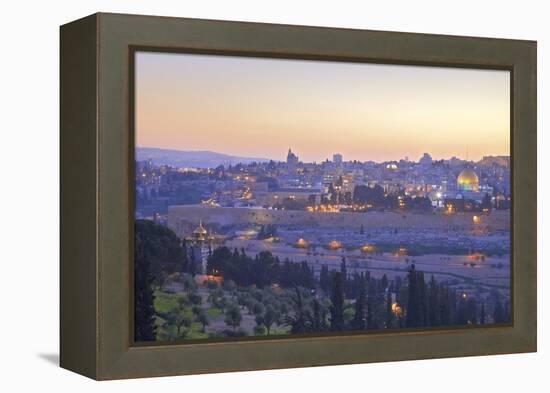 View of Jerusalem from the Mount of Olives, Jerusalem, Israel, Middle East-Neil Farrin-Framed Premier Image Canvas