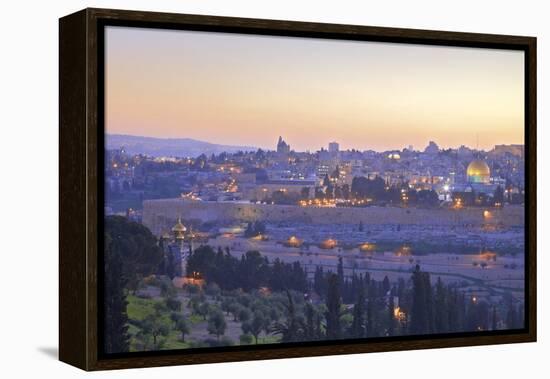 View of Jerusalem from the Mount of Olives, Jerusalem, Israel, Middle East-Neil Farrin-Framed Premier Image Canvas