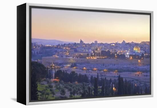 View of Jerusalem from the Mount of Olives, Jerusalem, Israel, Middle East-Neil Farrin-Framed Premier Image Canvas