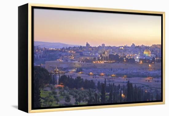 View of Jerusalem from the Mount of Olives, Jerusalem, Israel, Middle East-Neil Farrin-Framed Premier Image Canvas