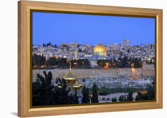 View of Jerusalem from the Mount of Olives, Jerusalem, Israel, Middle East-Neil Farrin-Framed Premier Image Canvas