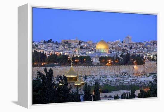 View of Jerusalem from the Mount of Olives, Jerusalem, Israel, Middle East-Neil Farrin-Framed Premier Image Canvas